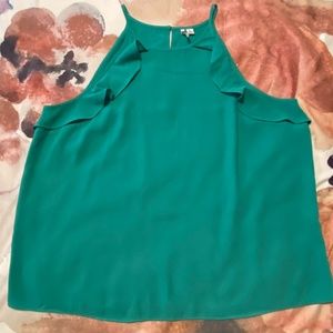 Elle Sea Green Ruffle Tank